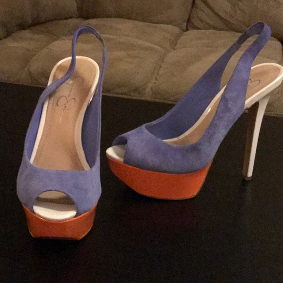 JESSICA SIMPSON HALIE LILY KIDSUEDE PEEP TOES 8.5 - Picture 4 of 11